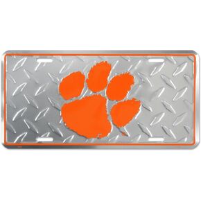 Clemson Tigers diamond emboss metal license plate 6 x 12