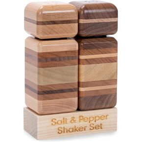 Elanze Designs 810 Farmhouse Kitchen Restaurant Table Top Multi-Brown 4.25 Inches Wood Salt & Pepper Shaker Set