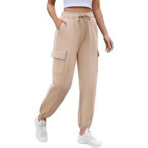 PINSPARK Womens Cargo Sweatpants High Waisted Athletic Pants Casual Jogger Pants with 6 Pockets