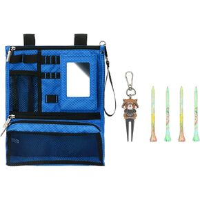 Golf Cart Hanging Bag Lightweight Folding Storage Bag Portable Golf Cart Accessories with Adjustable Strap with 1 Divot Tool and 4 Tees Unisex