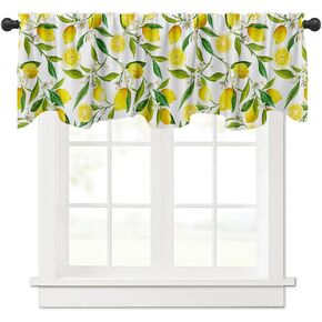 Fanghui Nature Window Exotic Lemon Tree Branches Treatment Valance Watercolor Plant Fruit Art Window Valance with Rod Pocket for Kitchen Dining Room Window Decoration 54x18 in