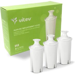 Alkaline Water Replacement Filter, Fits Brita Pitcher (3-pack)