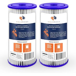 Aquaboon Whole House Water Filter Cartridge Replacement - 1 Micron Water Filter 10 x 4.5 Inch - Pleated Sediment Filter Compatible with GE FXHSC, Culligan R50-BBSA Water Filter Replacement, 2-Pack