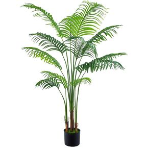 Artificial Fake Palm Tree 5.2 ft Tall with 12 Detachable Trunks Faux Plant Fake Silk Feaux Dypsis Lutescens Plants with Pot for Indoor Outdoor Interior House Living Room