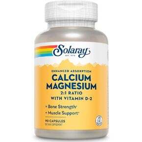Solaray Calcium & Magnesium w/ D2 Amino Acid Chelate 2:1, Capsule (Btl-Plastic) | 90ct