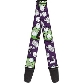 Buckle-Down Nickelodeon Guitar Strap, Invader Zim Gir Poses and Sketch Purple, 2 Inches Wide