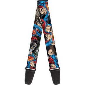 Buckle-Down Guitar Strap - Superman Metropolis Face-Off - 2" Wide - 29-54" Length