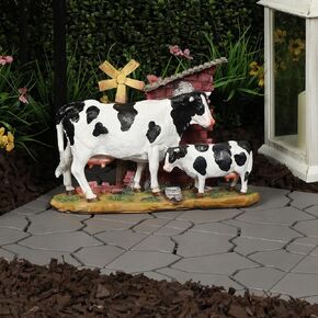 Alpine Corporation GDS188 Polyresin Cow and Calf Decor Statuary, Multicolor