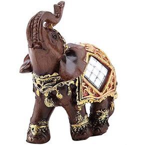 HEEPDD Lucky Wealth Elephant Statue, Lucky Feng Shui Wood Grain Elephant Statue Sculpture Wealth Figurine Gift Home Decoration Collection(L)