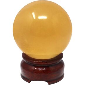 Feng Shui Natural Citrine Crystal Sphere Ball 2" +Stand and One Free Red String Bracelet Y1386