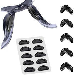 Eyeglass Air Bag Adhesive Nose Pads, 5 Pairs Self-Adhesive Nose Pads, Eyeglass Replacement Air Chamber Anti Slip Nose Piece Nosepads for Glasses, Sunglasses and Eyeglasses(Black)