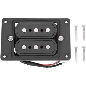 Guitar Pickups Humbucker Set, Prewired 3 String Humbucker Pickup Input Jack for Cigar Box Guitar(Black)