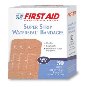 Dukal DER 17966 Fabric Waterseal Adhesive Bandage, Super Strip, Sterile, Tan, 1" x 3" (Pack of 50)
