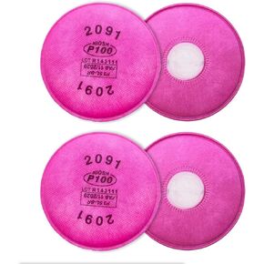 4PCS (2Pack) 2091 P-100 Particulate Filter, Compatible with 6000, 6200, 6800, 7000 FF-4 Series Respirators, Effective Against Dust, Torch Cutting, Chemicals