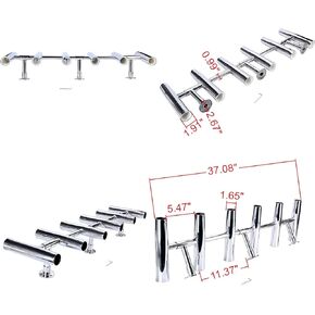 6 Tube Adjustable Stainless Rocket Launcher Rod Holders , Can Be Rotated 360 Deg