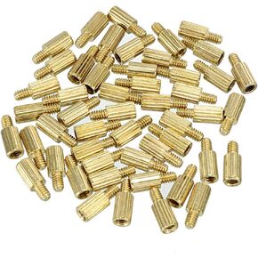 uxcell 50pcs M2 5+3mm Male Thread Brass Round Standoff Spacer Screw PCB Pillar