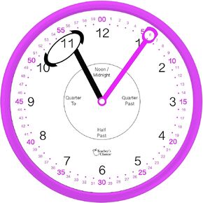 Educational Wall Clock - Silent Movement Time Teaching Clock for Teacher's Classrooms and Kid's Bedrooms with Window Hands, Perfect for Children with Special Needs.