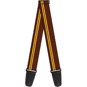 Buckle-Down Guitar Strap Racing Stripe Brown Gold 2 Inches Wide