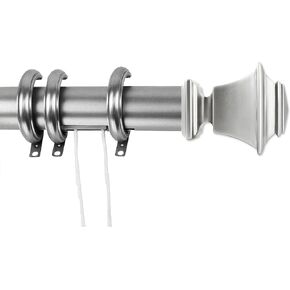 Rod Desyne Bach Decorative Traverse Rod w/Rings, 84-156 inch, Satin Nickel