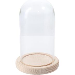 Clear Cloche Glass Dome,Glass Bell Shape Dome Tabletop Centerpiece with Wooden Base,Easy to Use,Practical Bell Jar Display Case Glass Bell Jar for Flower Storage Home Decor(8.3x3.5Inch)