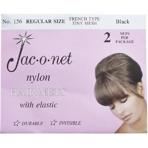 French Type, Tiny Mesh Hair Net-Regular Size, Black,2 Net Per Pack [Pack of 12]