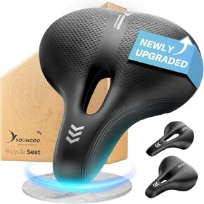 YOUNGDO Waterproof Bike Saddle with Memory Foam, Comfort Bicycle Saddle Seat Cushion Universal Fit, Shock Absorbing fit Peloton Bike Mountain Bike Road Bike Exercise Bike for Men and Women