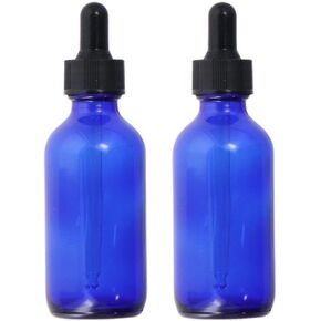 2Pcs Glass Dropper Bottle, Eye Dropper Bottles, 2oz Tincture Bottle, Storage Container with Dropper for Essential Lab Chemicals, Cobalt Blue