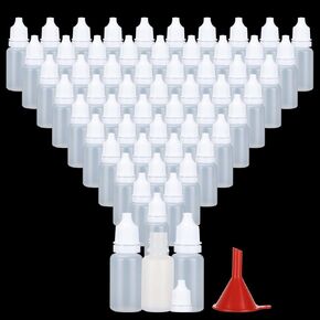 100PCS Plastic Dropper Bottle 10ml Dropper Bottles White Empty Eye Dropper Bottle with Childproof Cap, Small LDPE Plastic Thin Tip Dropper Bottles, BPA Free