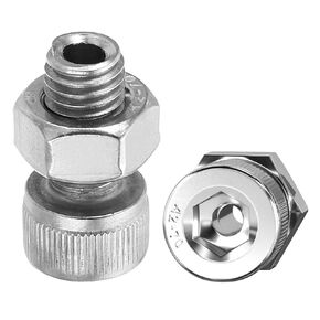 PATIKIL M8x16mm 304 Stainless Steel Hollow Bolt, 2 Set Cylindrical Hexagon Socket Screw Nut Kit Lamp Threading Screws Through Hole Fasteners