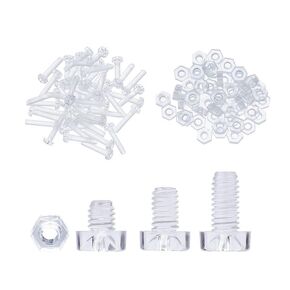 50 Pcs Plastic Screws Bolts and 50 Pcs Nuts, Transparent Clear M6*12mm Screw, M6 Nut, Acrylic Cross Head Machine Screws Nuts and Bolts Set