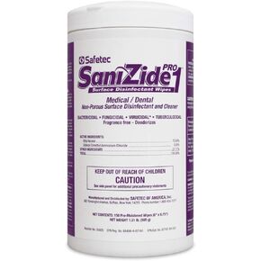 Safetec SaniZide Pro 1 Surface Disinfectant Wipes in 150ct Canister (Pack of 2 Canisters)