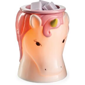 CANDLE WARMERS ETC. Illumination Fragrance Warmer for Kids/Teens/Tweens- Light-Up Warmer for Warming Scented Candle Wax Melts, White & Pink Unicorn