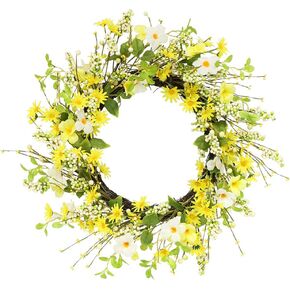 Puleo International 24 inch Artificial Daisy and Dogwood Floral Spring Wreath