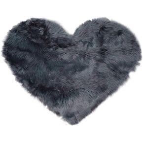 uxcell Heart Shaped Rugs for Bedroom,Small Aesthetic Carpet Girls,Cute Shaggy Floor Mirror Mat,Pastel Furry Throw Rug 2.3ftx3ft, Blue
