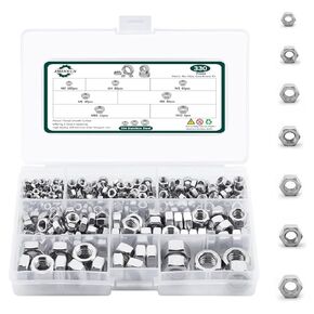 2 in 1 SAE & Metric Hex Nuts Assortment Kit, 580PCS 304 Stainless Steel Assorted Hardware Nuts Sets, 21 Sizes-2#56 4#40 6#32 8#32 10#24 10#32 12#24 1/4"-20 5/16"-18 3/8"-16 7/16"-14 1/2"-13 M2-M12