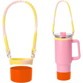 Water Bottle Handle and Silicone Boot Set, Silicone Water Bottle Sling for Stanley 8-40oz Tumbler, Silicone Anti-Slip Bottom Sleeve Cover for 12-24oz Stanley Tumbler