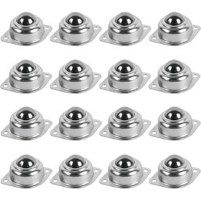 16pcs Roller Ball Transfer Bearing 360° Rotation Universal Ball Casters Load Capacity Ball Casters Bearing Rollers Carbon Steel for Conveyor Transmission Roller Stand Furniture (1 Inch)