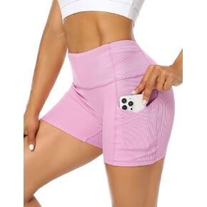 KOJOOIN Workout Shorts for Women High Waist Biker Shorts with Pockets Athletic Shorts Gym Running