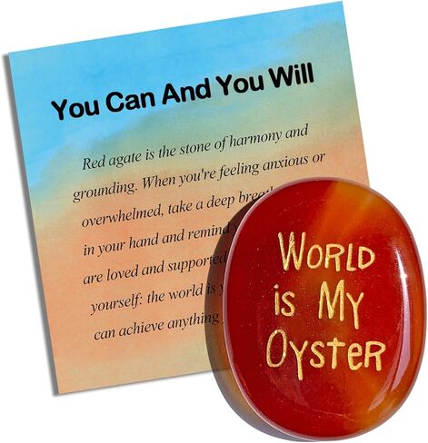 World is My Oyster Agate Healing Crystal Inspirational Gifts You Got This Cheer Up Gift for Women Men in Kuwait