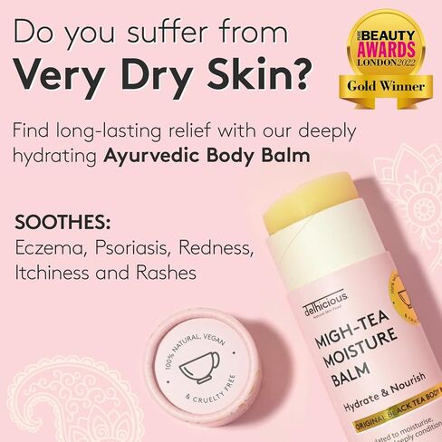 Migh-Tea Moisture Body Balm for Very Dry Skin - Nourishing Shea Butter Moisturizer - Eczema Relief, Psoriasis Treatment - Natural, Vegan, Ayurveda - 70g in Saudi Arabia