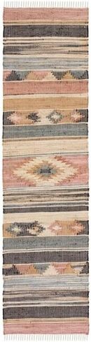 SAFAVIEH Kilim Collection Runner Rug - 2'3" x 8', Blue & Rust, Flat Weave Rustic Tribal Fringe Jute Design, Ideal for High Traffic Areas in Living Room, Bedroom (KLM177M) in Saudi Arabia