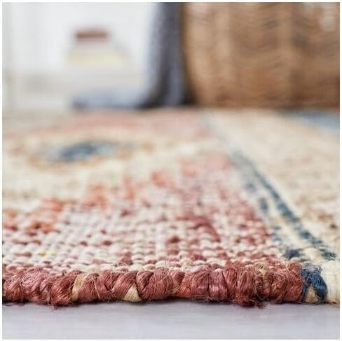 SAFAVIEH Kilim Collection Runner Rug - 2'3" x 8', Blue & Rust, Flat Weave Rustic Tribal Fringe Jute Design, Ideal for High Traffic Areas in Living Room, Bedroom (KLM177M) in Saudi Arabia