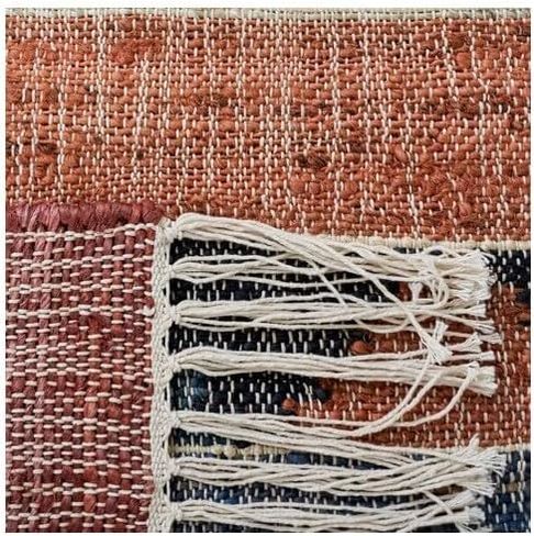 SAFAVIEH Kilim Collection Runner Rug - 2'3" x 8', Blue & Rust, Flat Weave Rustic Tribal Fringe Jute Design, Ideal for High Traffic Areas in Living Room, Bedroom (KLM177M) in Saudi Arabia