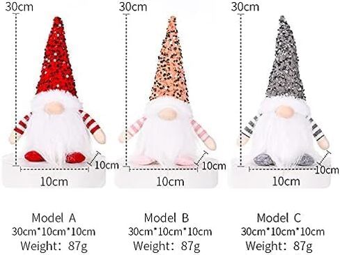 3PCS Gnomes Christmas Decorations -12 Inches Light Up Christmas Gnomes Holiday Gnomes Plush Doll Ornaments with Glitter Sequins Swedish Hat Home Table Decoration in Saudi Arabia