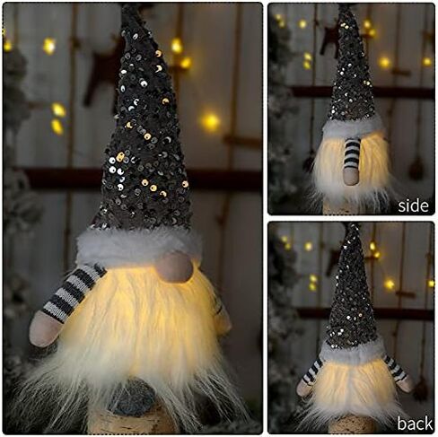 3PCS Gnomes Christmas Decorations -12 Inches Light Up Christmas Gnomes Holiday Gnomes Plush Doll Ornaments with Glitter Sequins Swedish Hat Home Table Decoration in Saudi Arabia