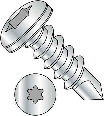 Small Parts 1008KTP Steel Self-Drilling Screw, Zinc Plated Finish, Pan Head, Star Drive, #2 Drill Point, #10-16 Thread Size, 1/2" Length (Pack of 100) in Kuwait