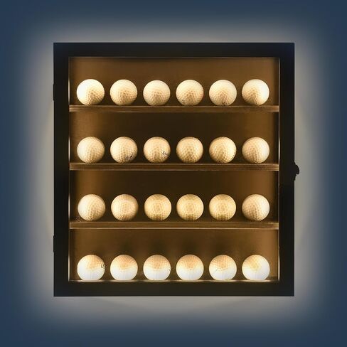 حافظة عرض كرة الجولف مع ضوء LED إطار كرة جولف أكريليك شفاف محمي من الأشعة فوق البنفسجية صندوق عرض كرة الجولف اللامع رف حامل عرض لخزانة كرات الجولف التذكارية in Kuwait