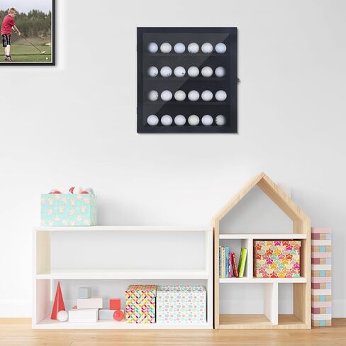 حافظة عرض كرة الجولف مع ضوء LED إطار كرة جولف أكريليك شفاف محمي من الأشعة فوق البنفسجية صندوق عرض كرة الجولف اللامع رف حامل عرض لخزانة كرات الجولف التذكارية in Kuwait