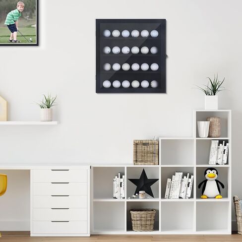 حافظة عرض كرة الجولف مع ضوء LED إطار كرة جولف أكريليك شفاف محمي من الأشعة فوق البنفسجية صندوق عرض كرة الجولف اللامع رف حامل عرض لخزانة كرات الجولف التذكارية in Kuwait