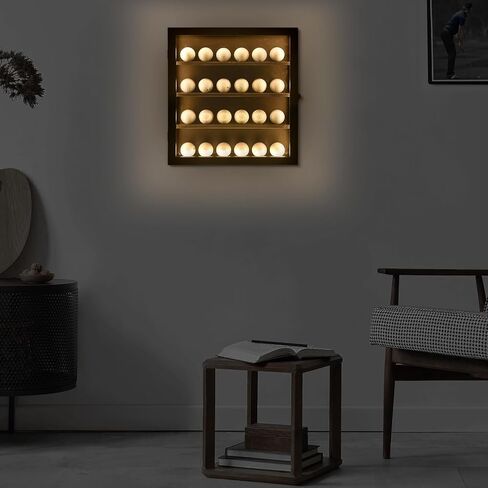 حافظة عرض كرة الجولف مع ضوء LED إطار كرة جولف أكريليك شفاف محمي من الأشعة فوق البنفسجية صندوق عرض كرة الجولف اللامع رف حامل عرض لخزانة كرات الجولف التذكارية in Kuwait